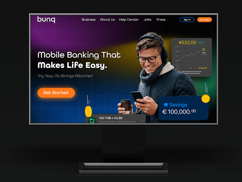 Cover image for Bunq Website Redesign Concept | Fintech UI Design