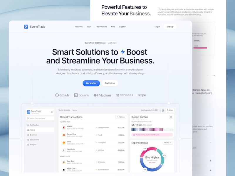Cover image for SpendTrack - Finance Landing Page Design | Landing Page