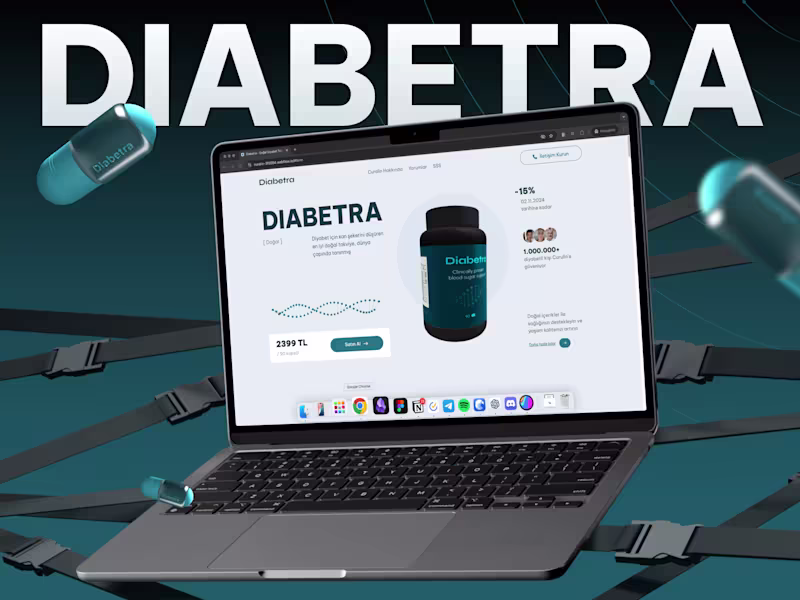 Cover image for Medical Supplement Landing Page with 3D for Diabetra