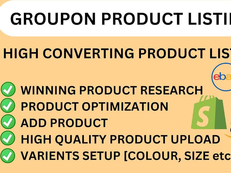 Cover image for Will do professional product listing on groupon etsy shopify