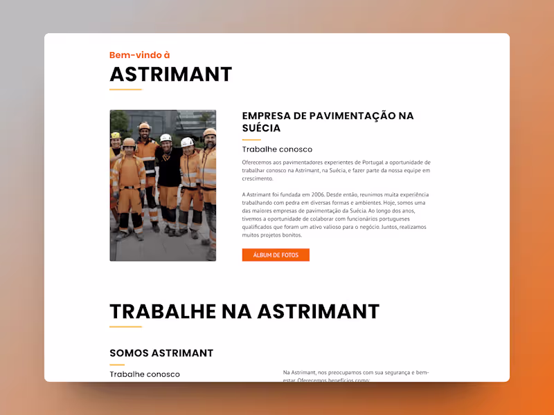 Cover image for Bem-vindo à Astrimant - empresa de pavimentação na Suécia