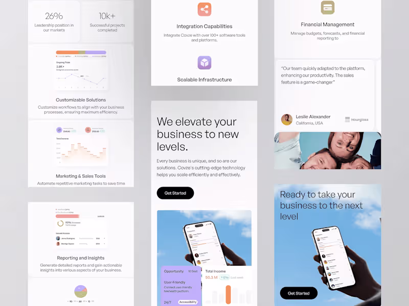 Cover image for Cozev - Business Operations ⏐ Mobile Landing Page