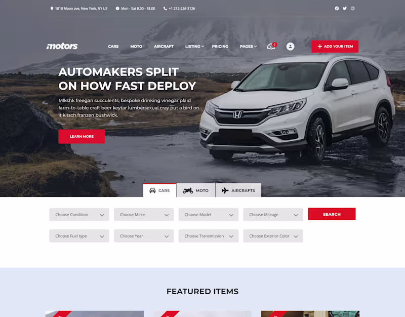 Cover image for Car dealership Website, Automobile website design