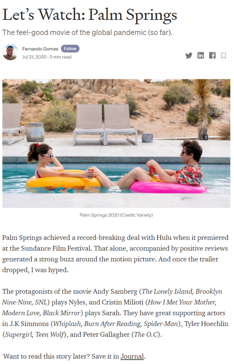 Cover image for Palm Springs - Review