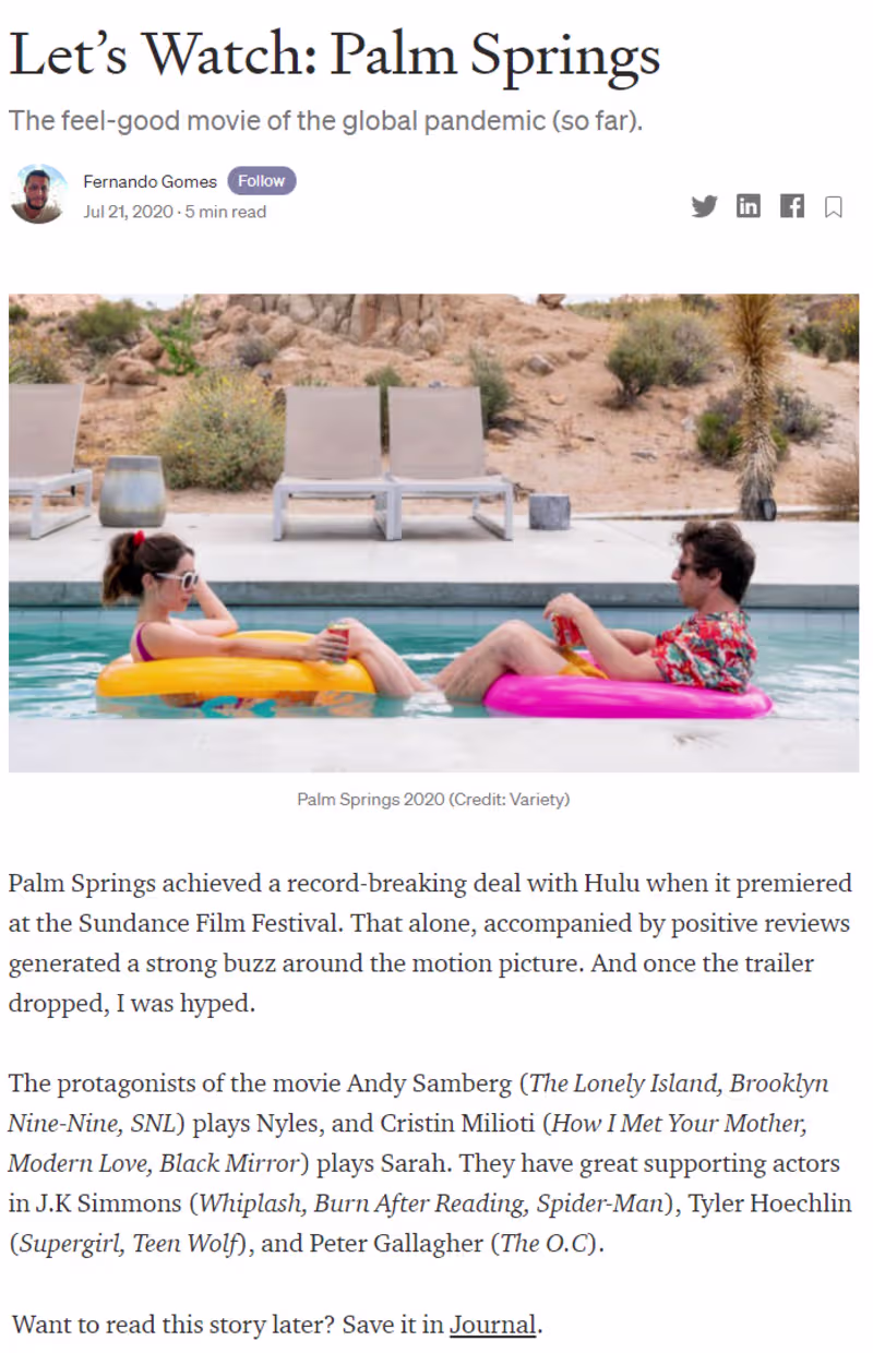 Cover image for Palm Springs - Review