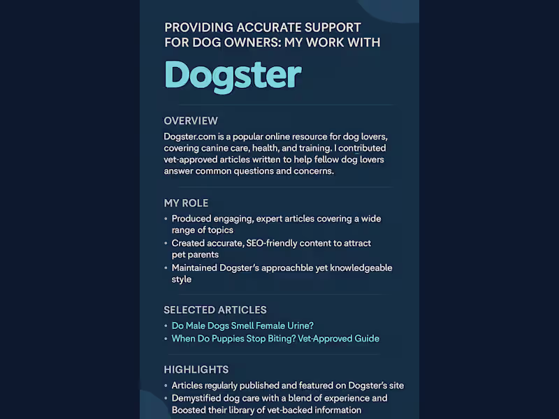 Cover image for My Work with Dogster