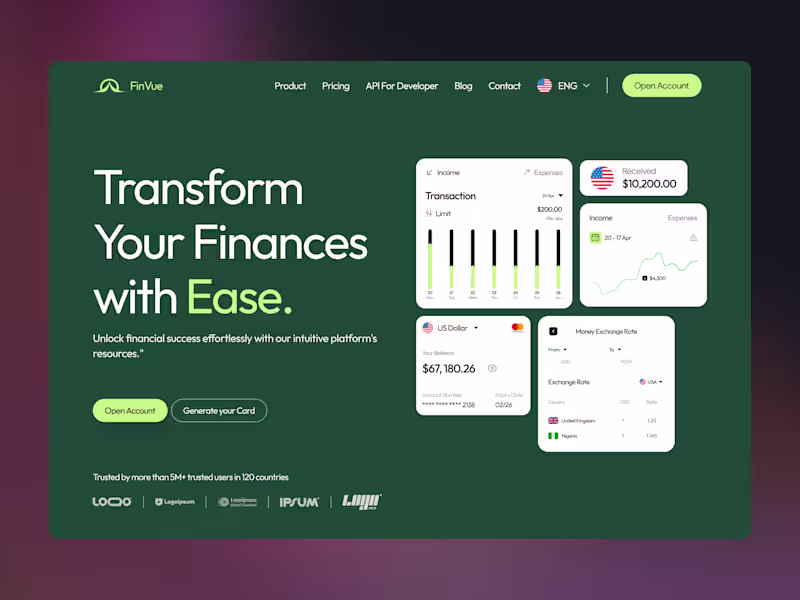 Cover image for FinVue is a modern fintech