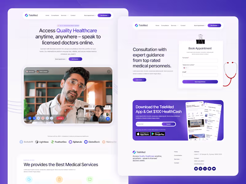 Cover image for TeleMed Website UI/UX 
