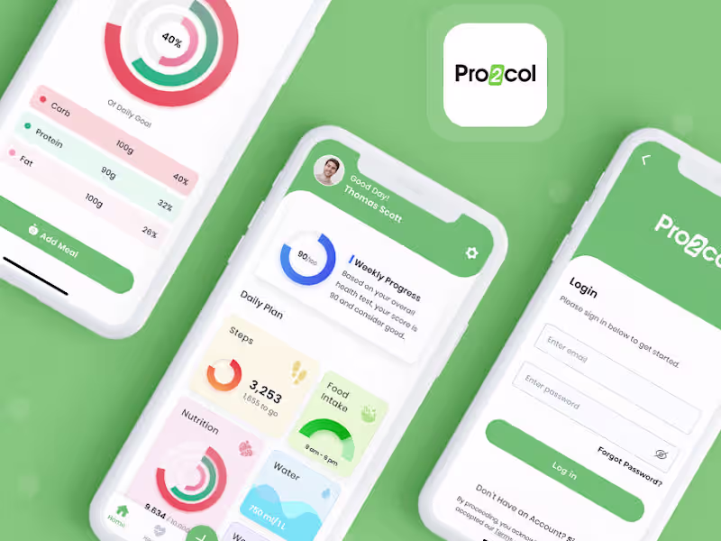 Cover image for Pro2col | Fitness App Design | UI/UX Design