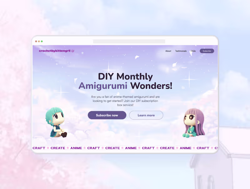 Cover image for Landing page - Amigurumi Subscription box service for creator