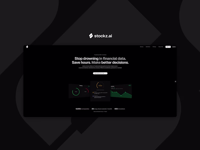 Cover image for stockz.ai - FinTech SaaS UI/UX Design + Development