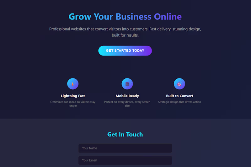 Cover image for Professional Landing Page - Custom Design, 24hr Delivery