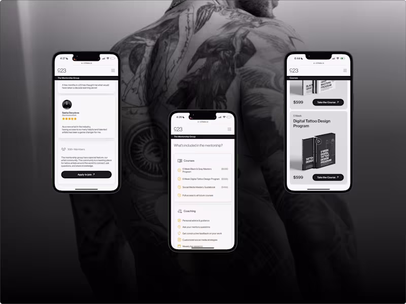 Cover image for c23 Labs · Private Tattoo Mentorship — Framer Web Dev 💻