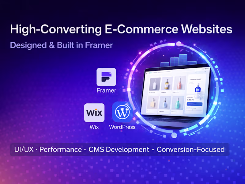 Cover image for E-Commerce Website Design with Framer & UI/UX | Wix & Wordpress