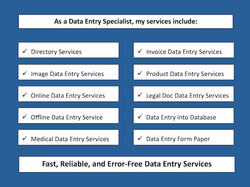 Cover image for Fast, Reliable, and Error-Free Data Entry Services.
