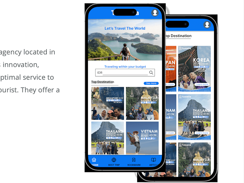 Cover image for Travelia's Mobile App Design