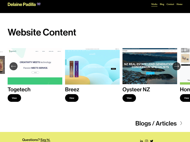 Cover image for Website Content — Delaine Padilla 👾