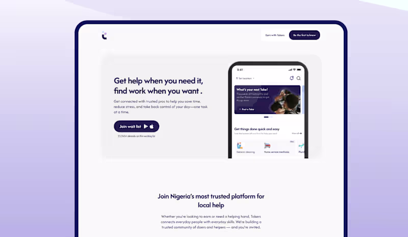 Cover image for Takers  Marketing Landing Page