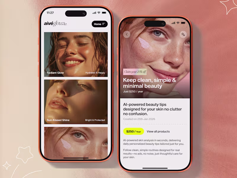 Cover image for AiveGlowa - AI-Powered Skincare Tips App Design