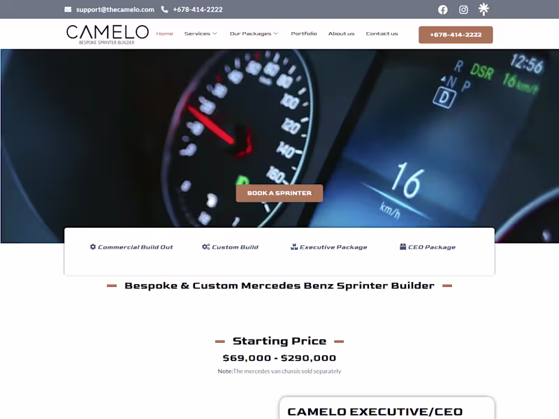 Cover image for Custom Sprinter Van Builder | Buy Luxury Limo Sprinter | Camelo