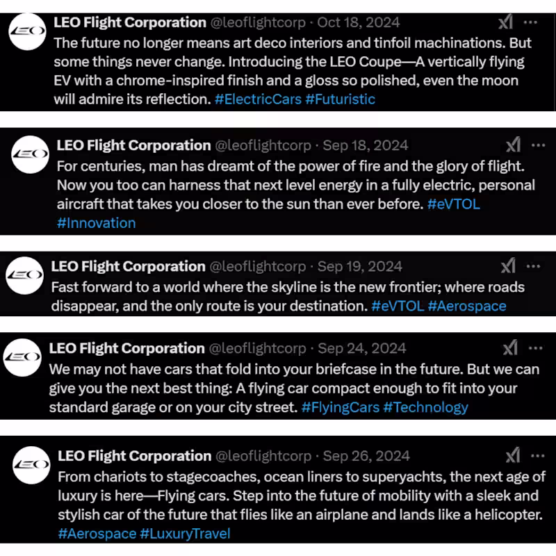 Cover image for Leo Flight Corp - Social Media Manager, Social Copy