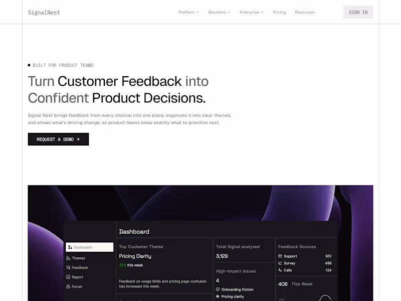 Cover image for Full marketing site for SignalNest,