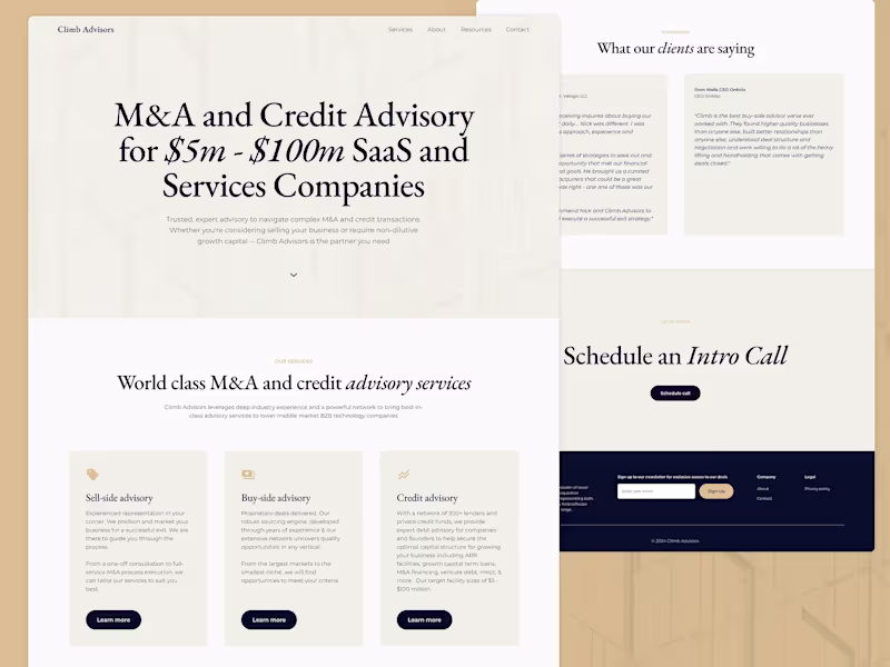 Cover image for Climb Advisors Landing Page and Brand Design