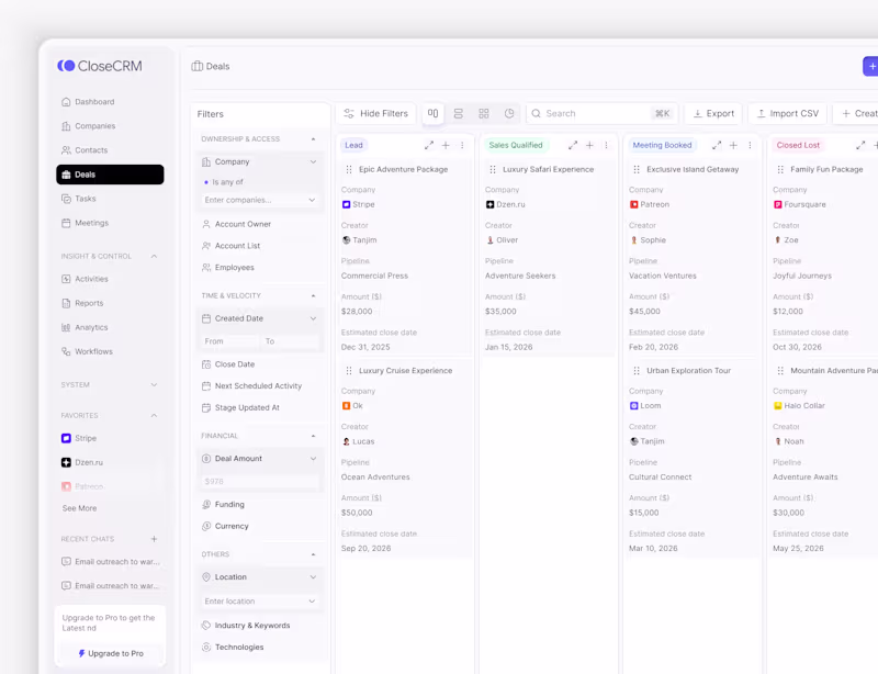 Cover image for Deals page for CRM project. Fall in love with this CRM Projects