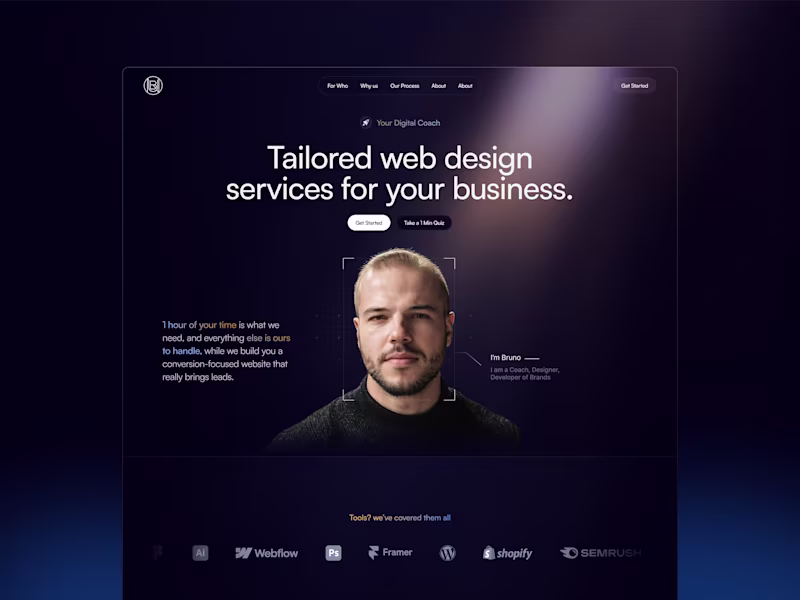 Cover image for Framer Landing Page Design and Development for Bruno