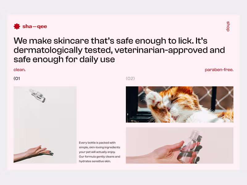 Cover image for Sha-qee | Pet Skincare Website | Framer