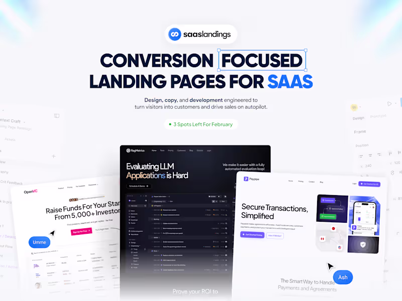 Cover image for SaaS Landing Page Design with custom copy and development.