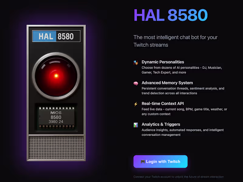 Cover image for HAL 8580 - AI-Powered Twitch Companion