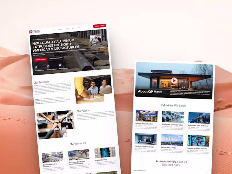 Cover image for QP Metal Framer Website Design & Development