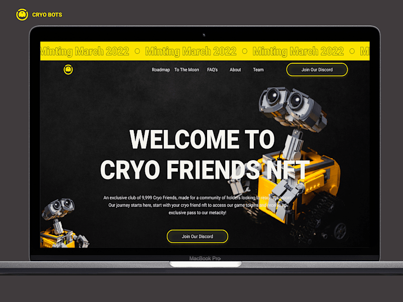 Cover image for Cryo Bot Friends NFT Website Design