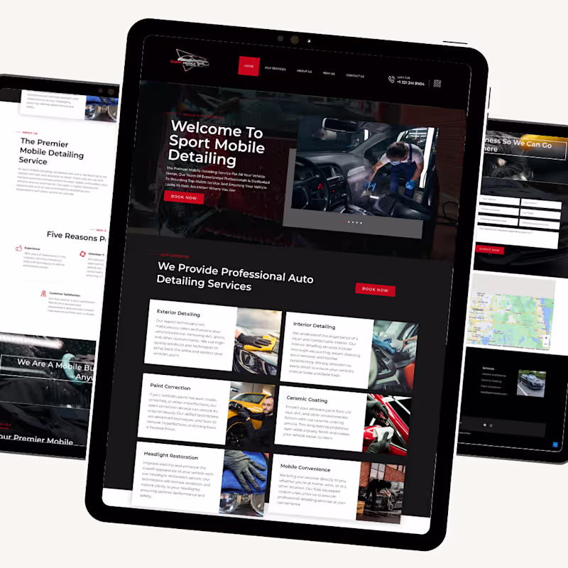 Cover image for Car detailing website, car wash website, auto detailing