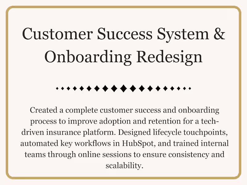 Cover image for Customer Success System and Onboarding Redesign