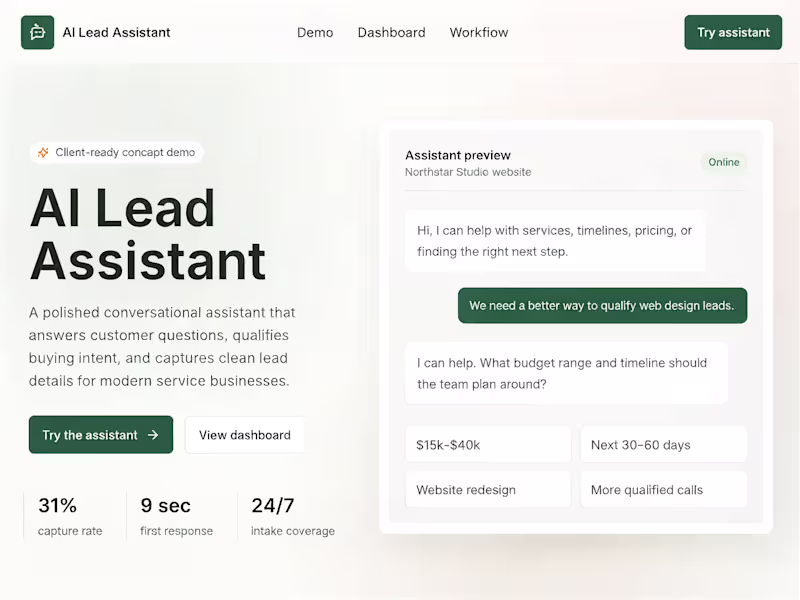 Cover image for AI Lead Assistant — Conversational Product Interface