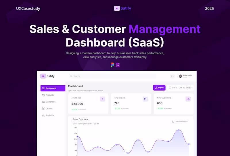 Cover image for Satify — Sales & Customer Management Dashboard