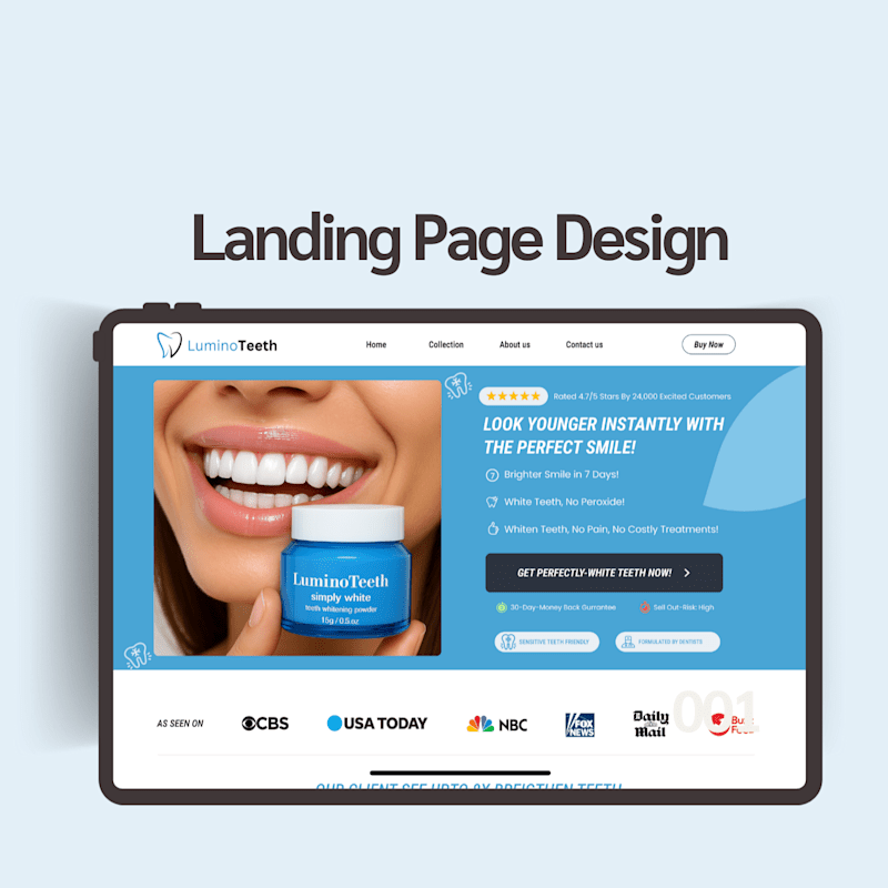 Cover image for CROFocused Teeth Whitening Powder Shopify landing page