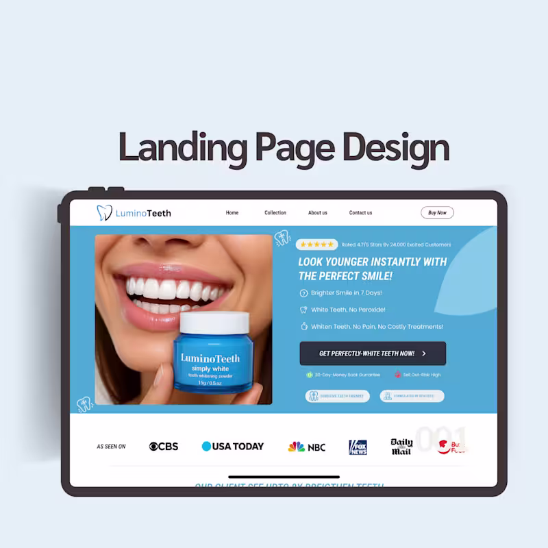 Cover image for CROFocused Teeth Whitening Powder Shopify landing page