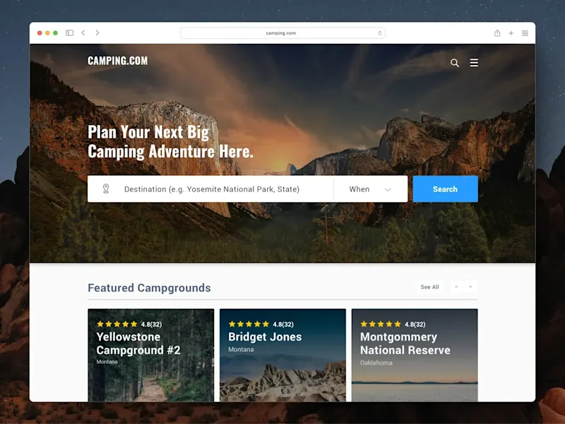 Cover image for Camping.com – Booking Engine for Campers
