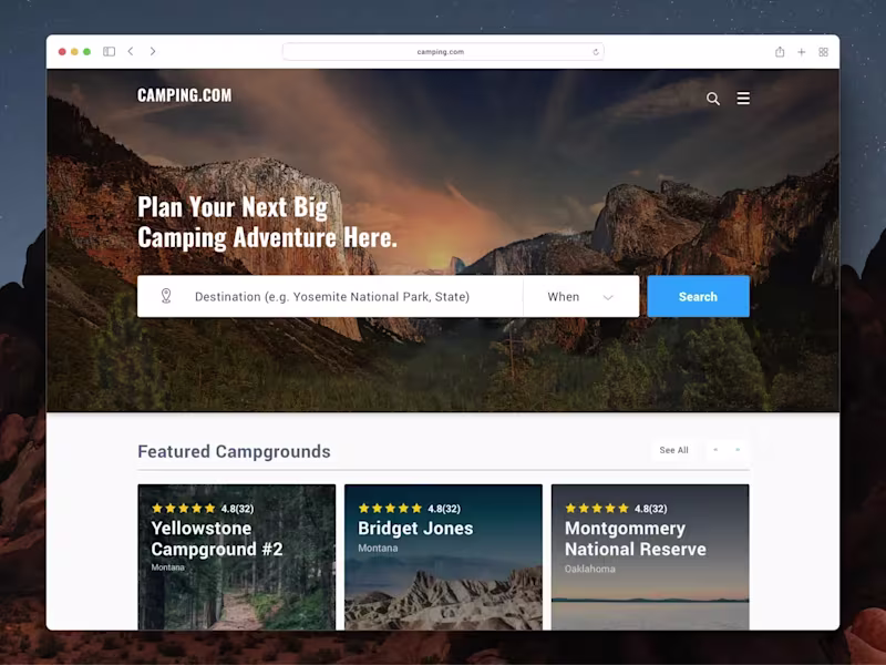 Cover image for Camping.com – Booking Engine for Campers