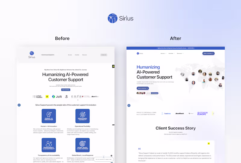 Cover image for Sirius Support Landing Page Redesign