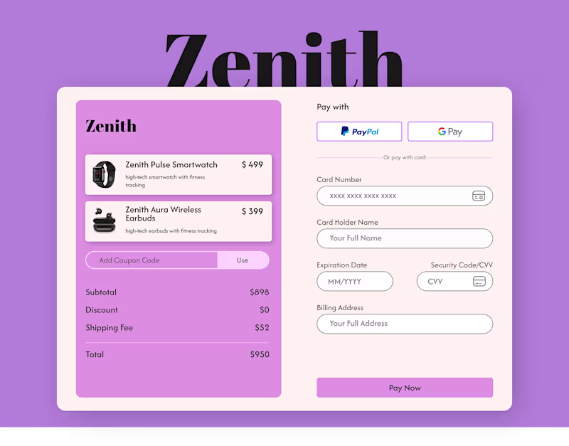 Cover image for 🌟 Zenith E-commerce Checkout Page 🌟