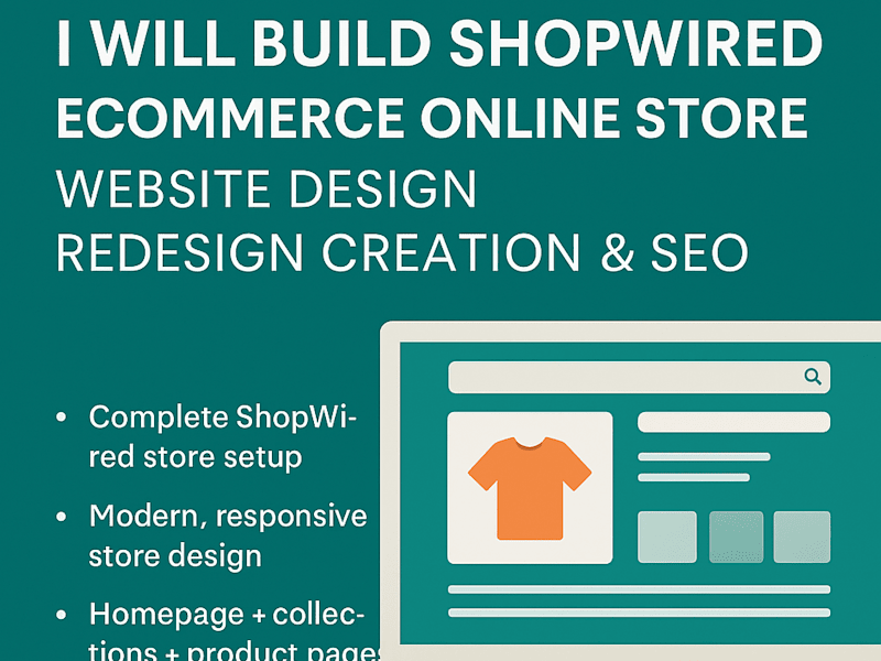 Cover image for Will build ShopWired online store with design SEO & full setup