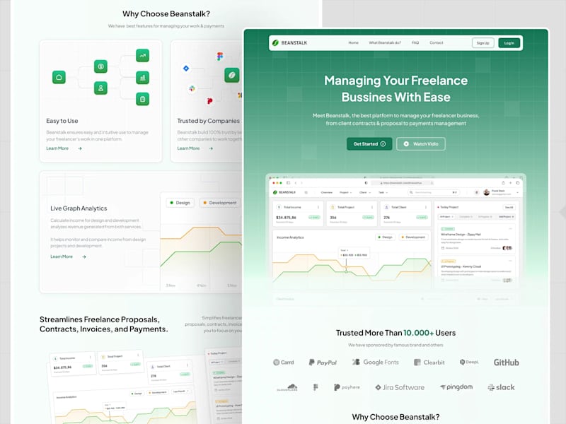 Cover image for Beanstalk: Freelance Management Platform Landing Page