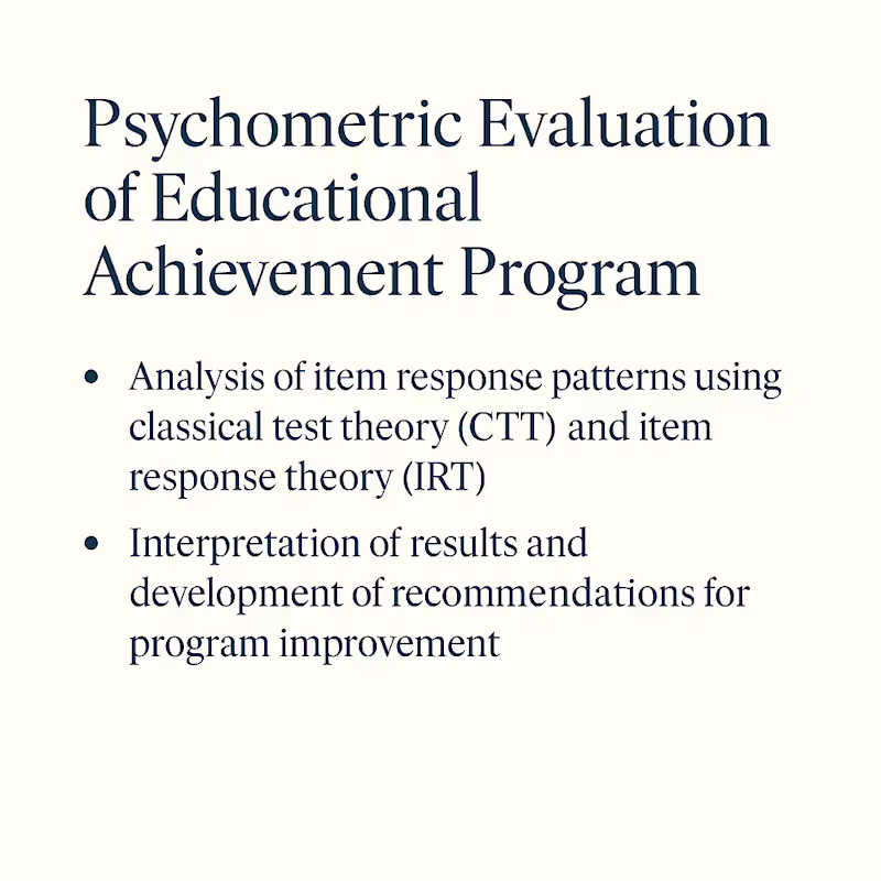 Cover image for Psychometric Evaluation of Achievement Program