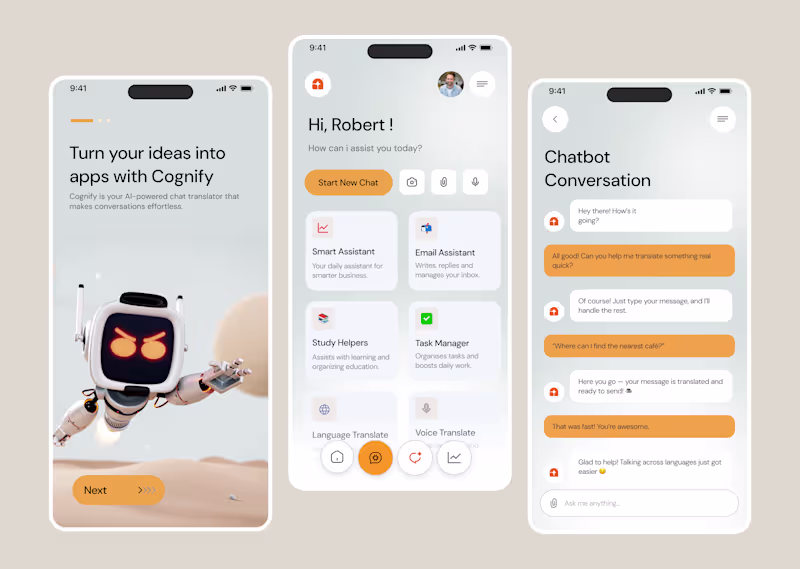 Cover image for Designed an AI App UI – Cognify, a smart assistant that help...