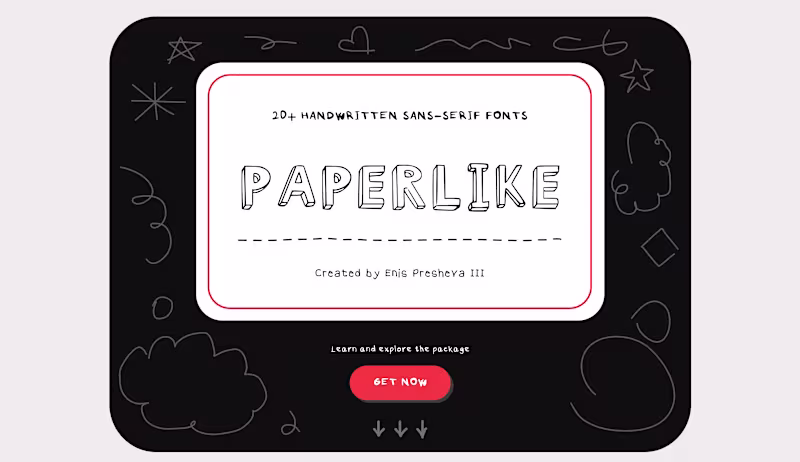 Cover image for PAPERLIKE - 20+ Handwritten Sans-Serif Fonts