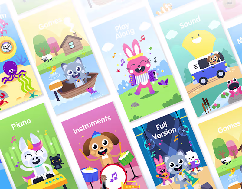Cover image for Music Games for Kids - Mobile Game Illustration & UI Design